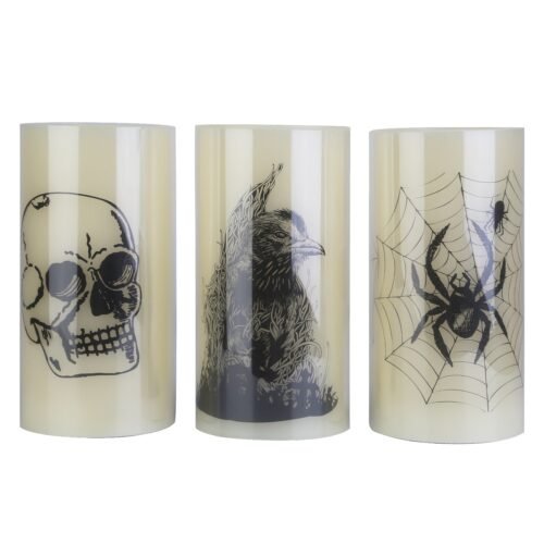 10973064-ab1c-44f7-870a-9f916559d74b.jpg Halloween Flameless Candle Lamps with Timer, Set of 3 (Warm Orange Glow)