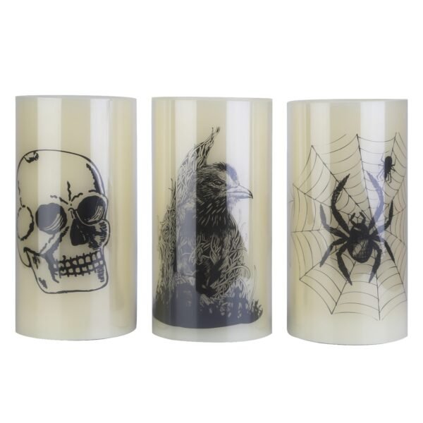 10973064-ab1c-44f7-870a-9f916559d74b.jpg Halloween Flameless Candle Lamps with Timer, Set of 3 (Warm Orange Glow)