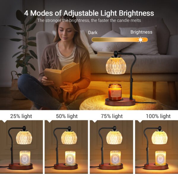 Hearthglow Crystal Candle Warmer Lamp with Dimmer & Timer
